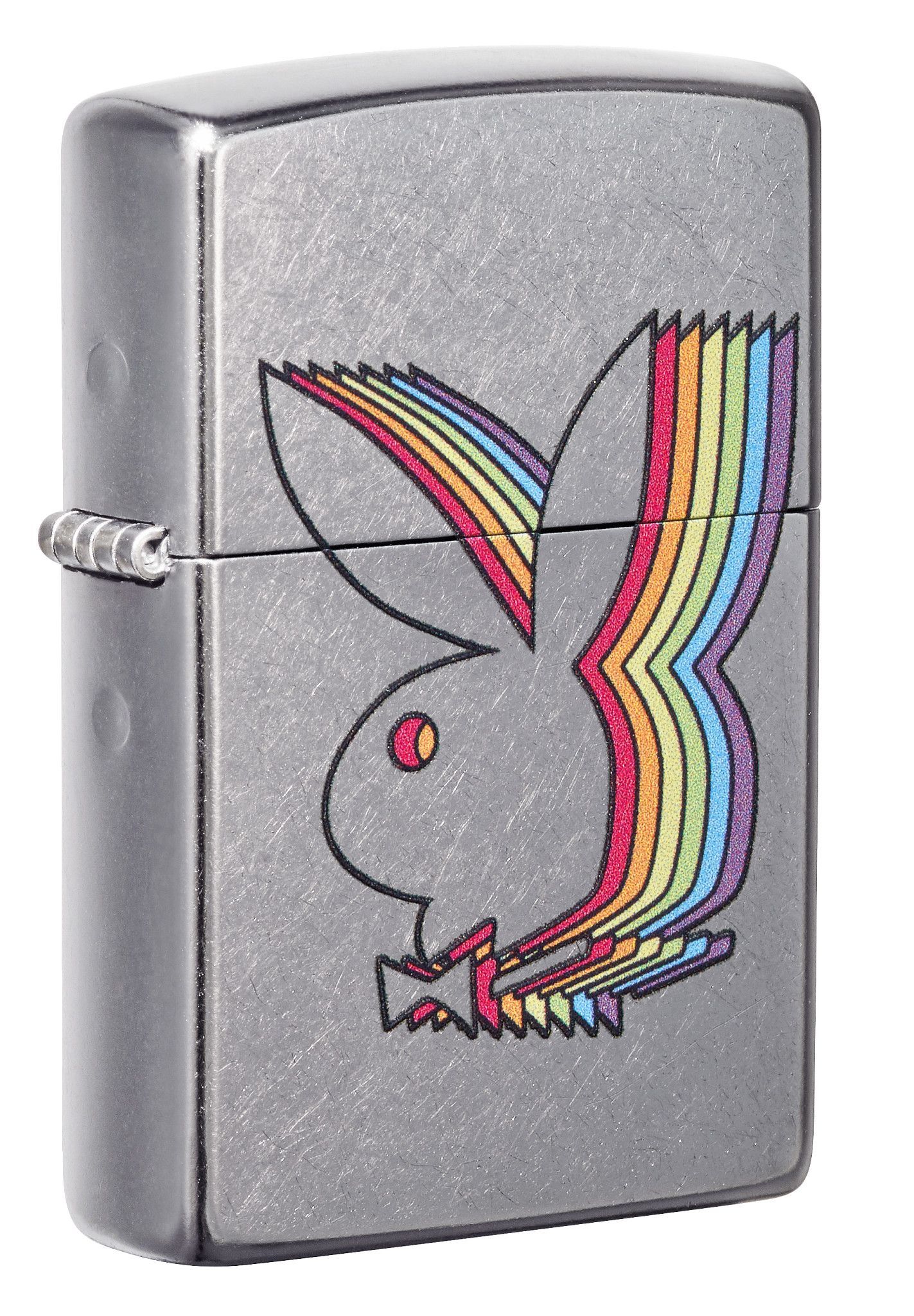 Front shot of Playboy Street Chrome?รครณ Windproof Lighter standing at a 3/4 angle